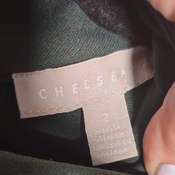 Chelsea28 Green Ribbed Sheath Dress Mock Neck 3/4 Sleeve - Picture 3 of 6